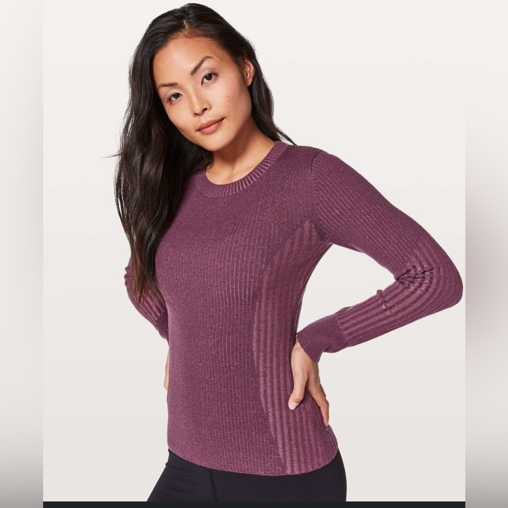 Women’s Crew Neck Ribbed Sweater — Plum